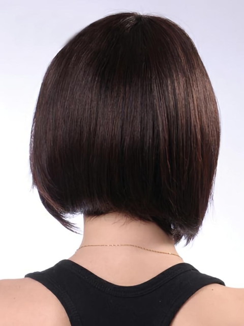 High Quality Brown Straight Chin Length Human Hair Wigs