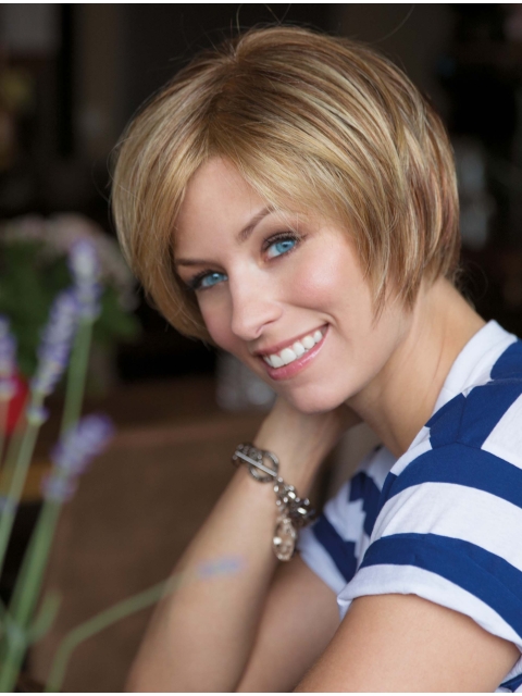 Polite Blonde Lace Front Chin Length Bob Wigs