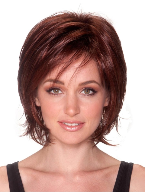 Durable Auburn Straight Chin Length Bob Wigs