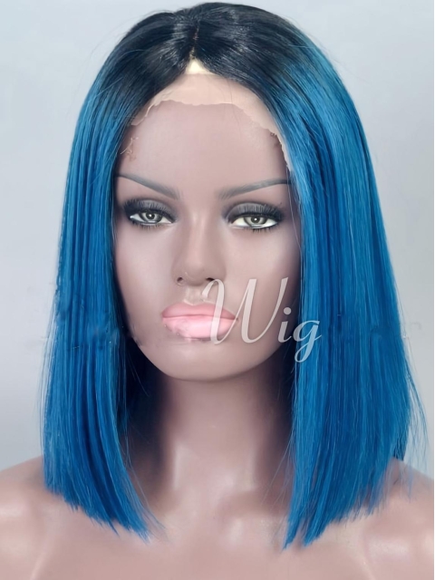 Chin Length Straight Full Lace Wigs Ombre Wigs 14" 