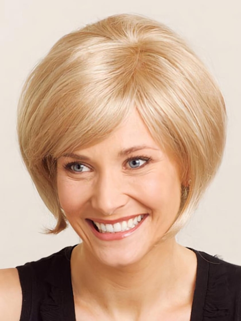 Pleasing Blonde Straight Chin Length Wigs