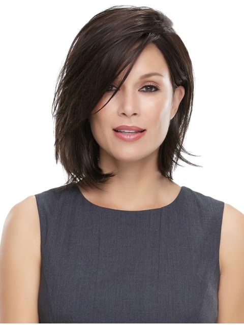 High Quality Black Straight Chin Length 100% Hand-tied Comfortable Wigs