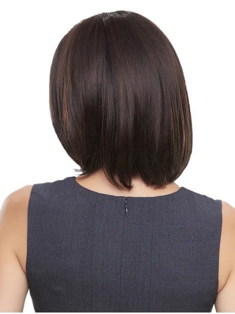 High Quality Black Straight Chin Length 100% Hand-tied Comfortable Wigs