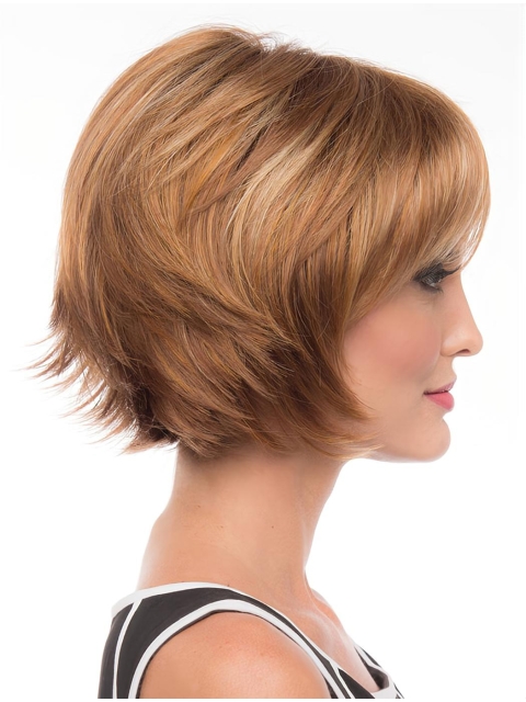 Perfect Chin Length Straight Auburn Elegant Layered Wigs