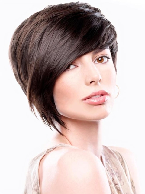 Brown Straight Remy Human Hair Beautiful Short Wigs