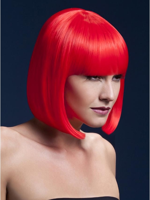 Bright Red Bobs With Neat Bangs Synthetic Wigs