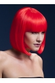 Bright Red Bobs With Neat Bangs Synthetic Wigs