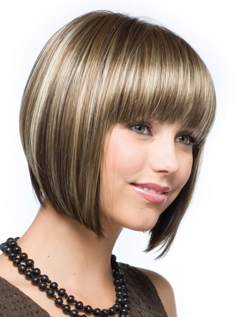 Brown Straight Synthetic Radiant Short Wigs