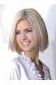 Young Fashion Platinum Blonde Medium Length Haircut Straight Full Lace Remy Human Wigs