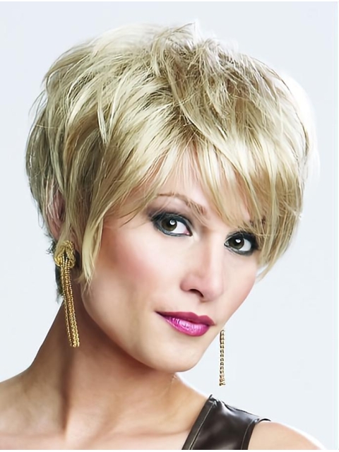 Fashional Chin Length Straight Blonde Layered Fantastic Wigs