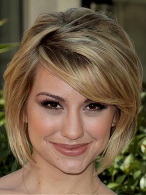 Modern Blonde Straight Chin Length Celebrity Wigs