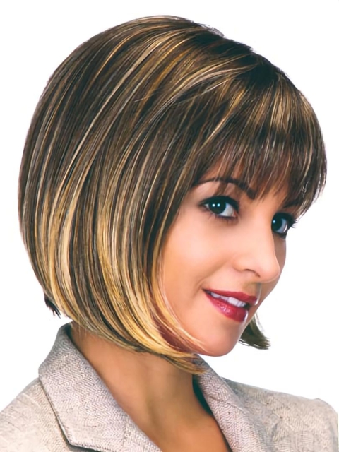 Modern Brown Straight Chin Length Bob Wigs