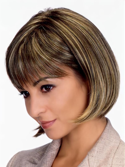 Modern Brown Straight Chin Length Bob Wigs