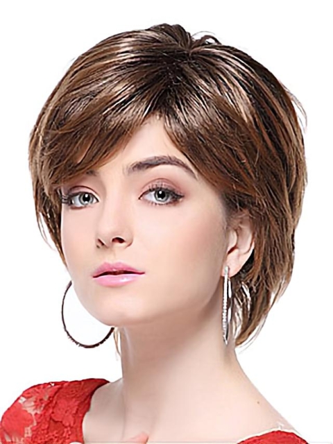 Brown Trendy With Bangs Straight Short Wigs