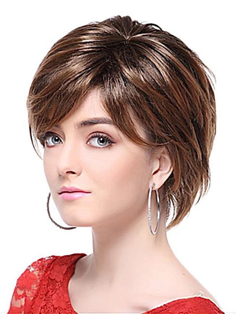 Brown Trendy With Bangs Straight Short Wigs