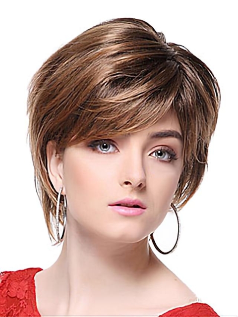 Brown Trendy With Bangs Straight Short Wigs