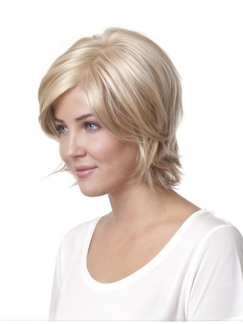 Sleek Blonde Straight Chin Length Monofilament Wigs