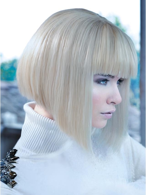 Young Fashion Platinum Blonde Chin Length With Clear Clean lines Lace Front Wigs