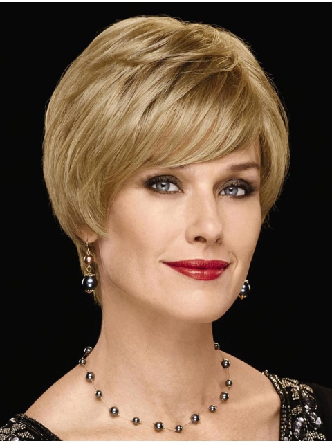 Perfect Chin Length Straight Blonde With Bangs New Design Wigs