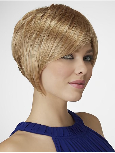 Amazing Chin Length Straight Blonde Bobs Beautiful Wigs