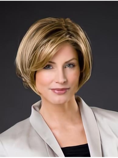 100% Hand-tied Synthetic 8" Straight Blonde Chin Length Bob Wigs