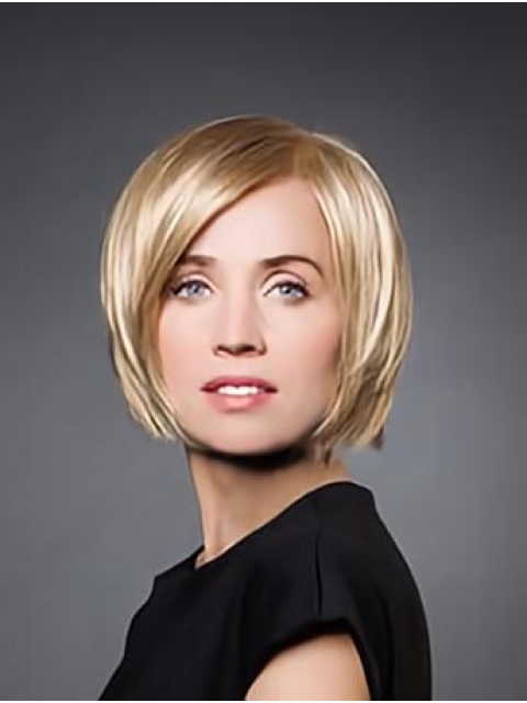 Monofilament Synthetic 10" Straight Blonde Chin Length Wig Bob