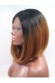 Synthetic Ombre/2 Tone 12" Straight Lace Front Bobs Chin Length Wigs