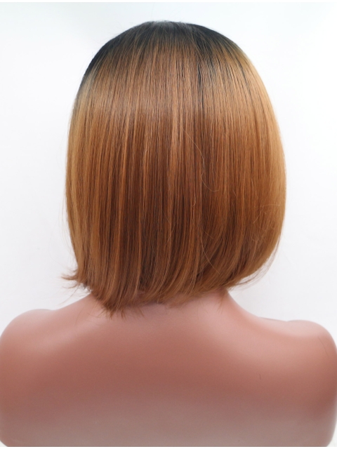 Synthetic Ombre/2 Tone 12" Straight Lace Front Bobs Chin Length Wigs