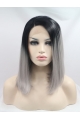 Synthetic Lace Front 13" Straight Ombre/2 Tone Without Bangs Chin Length Wigs