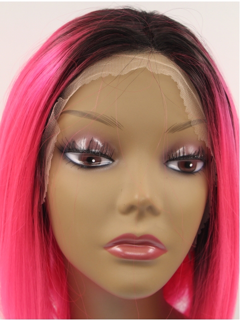 Synthetic Lace Front 13" Straight Red Without Bangs Chin Length Wigs