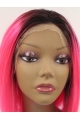 Synthetic Lace Front 13" Straight Red Without Bangs Chin Length Wigs