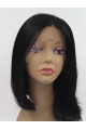 Synthetic Lace Front 13" Straight Black Without Bangs Chin Length Wigs