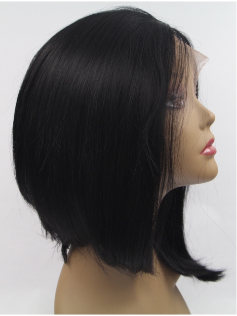 Synthetic Lace Front 13" Straight Black Without Bangs Chin Length Wigs