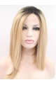 12" Straight Blonde Without Bangs Synthetic Chin Length Lace Front Wigs