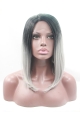 Synthetic Chin Length Ombre/2 Tone Lace Front 12" Without Bangs Straight Wigs