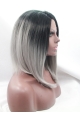 Synthetic Chin Length Ombre/2 Tone Lace Front 12" Without Bangs Straight Wigs