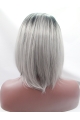 Synthetic Chin Length Ombre/2 Tone Lace Front 12" Without Bangs Straight Wigs