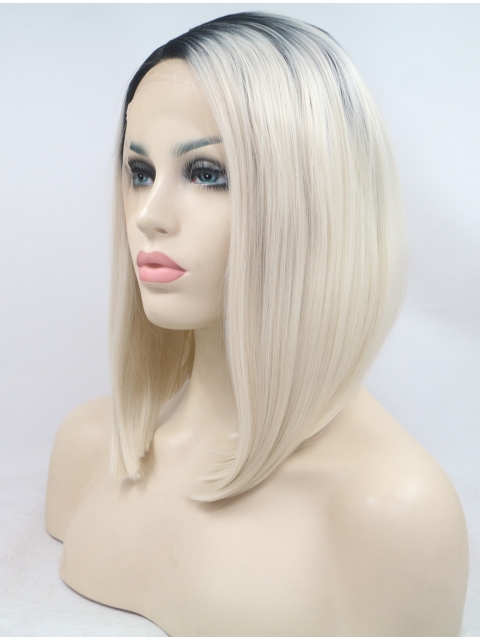 10" Straight Synthetic Ombre/2 Tone Bobs Chin Length Lace Front Wigs