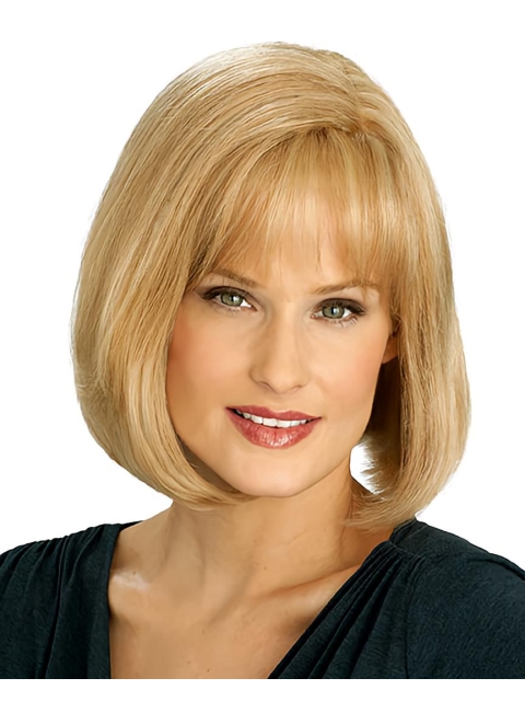 Convenient Blonde Straight Chin Length Celebrity Wigs