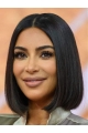 Lace Front Chin Length Black Straight Bobs Kim Kardashian Wigs