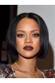 Black 10" Straight Bobs Chin Length Rihanna Wigs