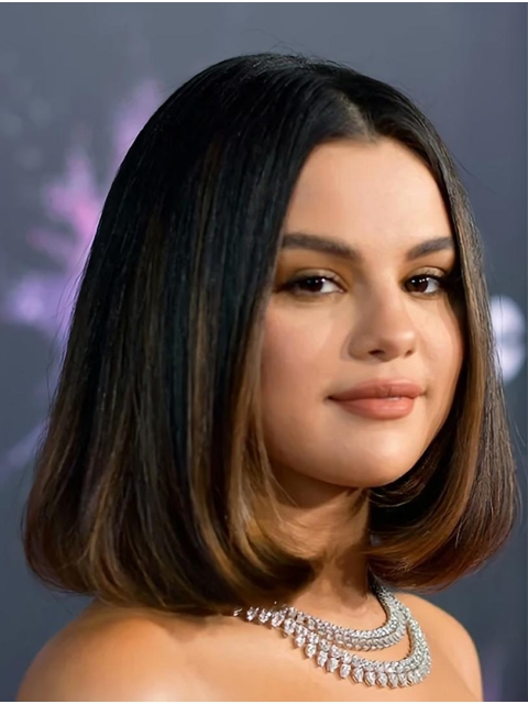 Straight Chin Length Ombre/2 Tone Synthetic Selena Gomez Wigs