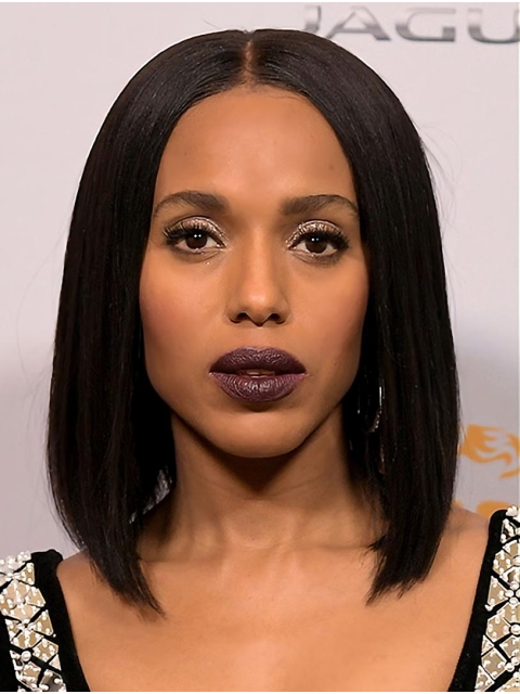 Straight Chin Length Black Synthetic Kerry Washington Wigs