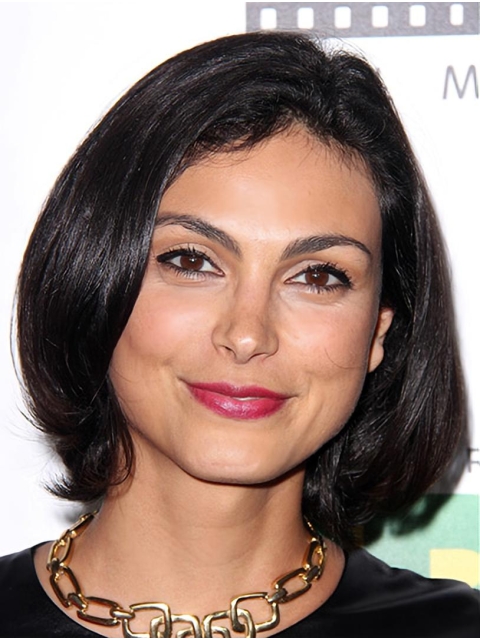 Straight 12" Chin Length Black Synthetic Morena Baccarin Wigs