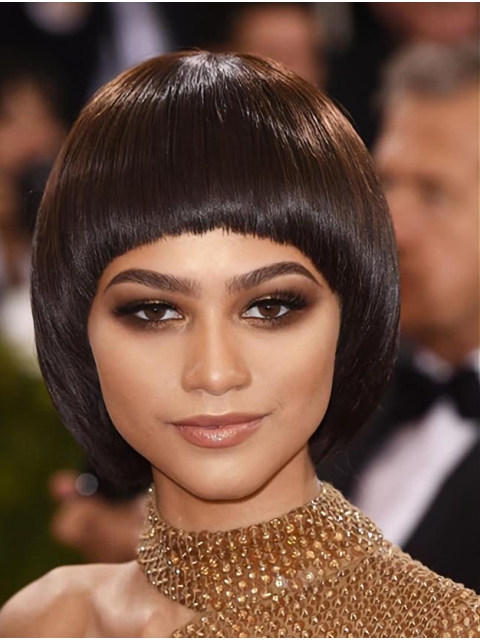 Capless 10" Straight Chin Length Bobs Zendaya Wigs