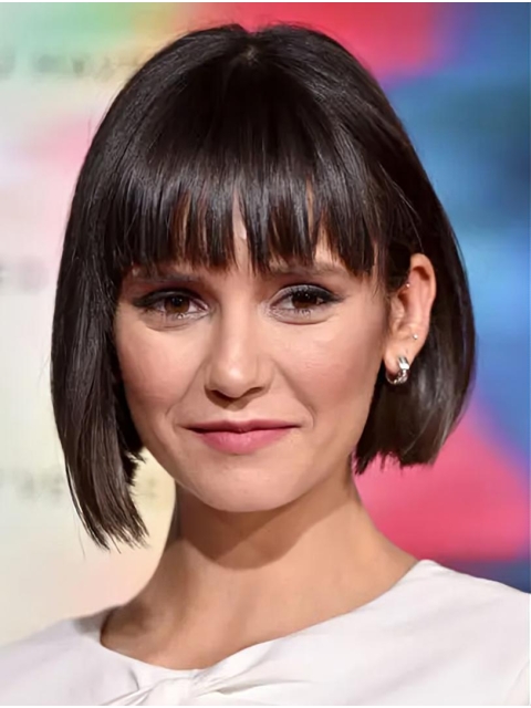 Bobs Straight Chin Length Brown Capless Nina Dobrev Wigs