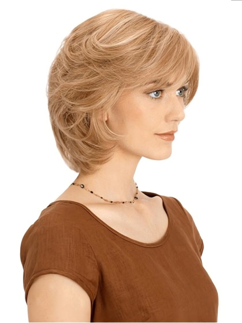 Blonde Monofilament Remy Human Hair Impressive Wigs For Cancer