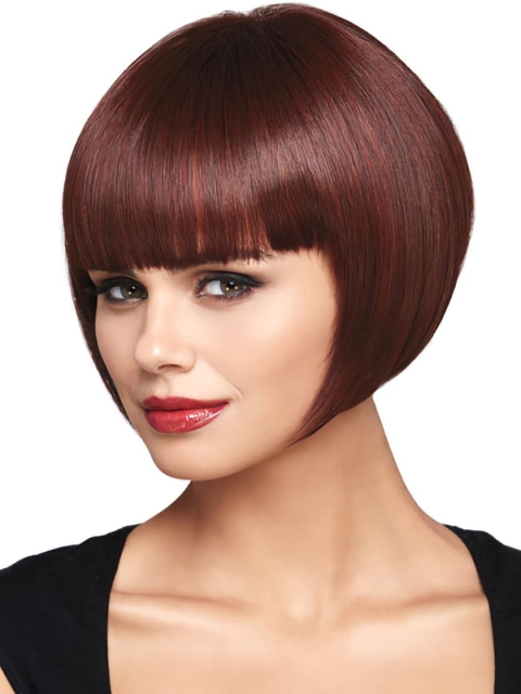 Popular Auburn Straight Chin Length Bob Wigs