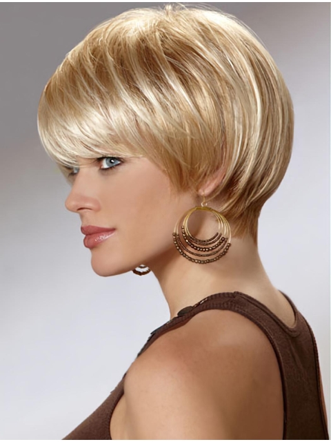 Preferential Blonde Straight Chin Length Synthetic Wigs