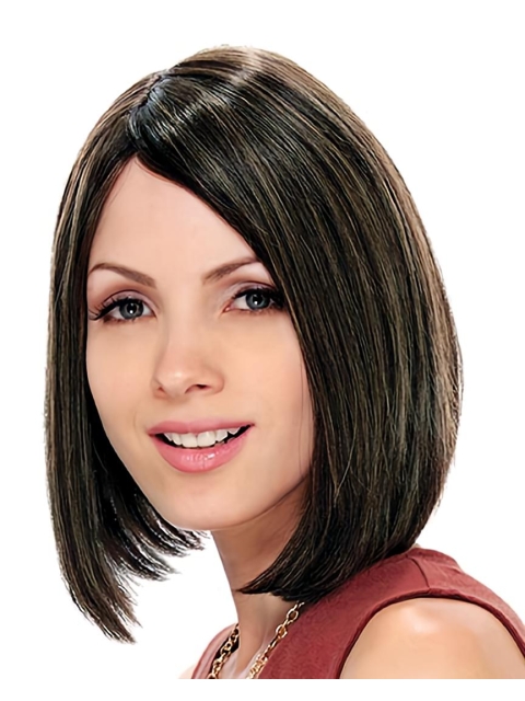 Style Brown Straight Chin Length Bob Wigs